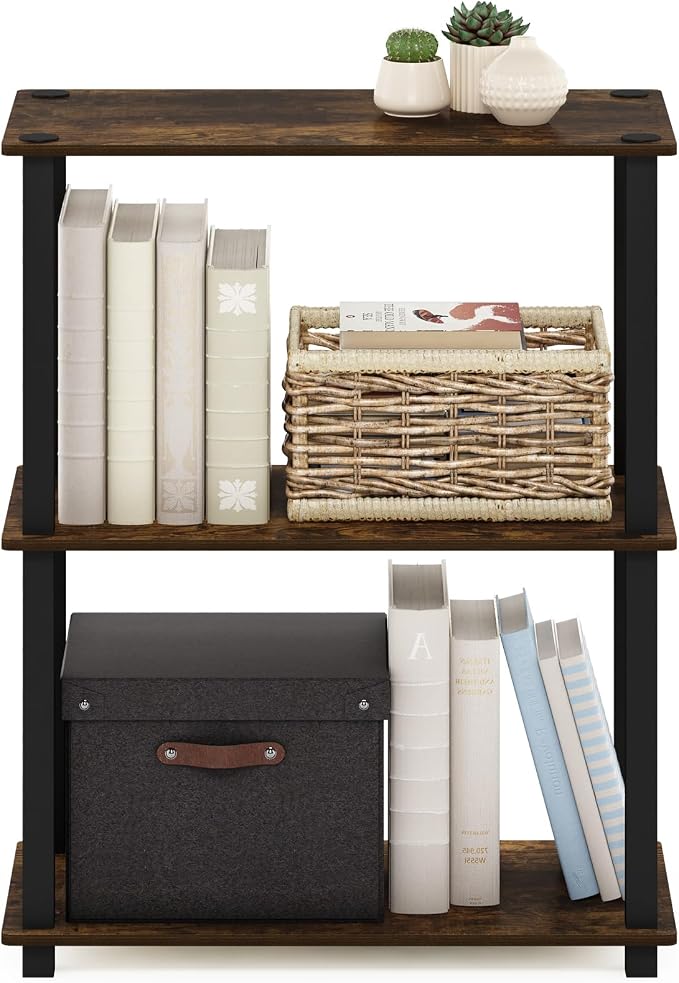 Furinno TURN-S-TUBE Storage Shelves, 3-Tier Book Shelf, Corner Shelf, Toolless - Image 6