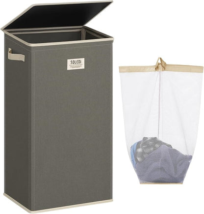 SOLEDI Laundry Hamper with Lid 100L Large & Tall Collapsible Laundry Basket by SOLEDI