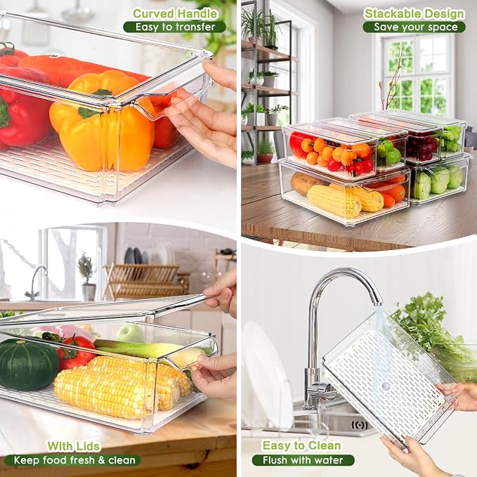ZIJUND 6 Pack Fridge Organizer, Stackable Refrigerator Organizer Bins - Image 4