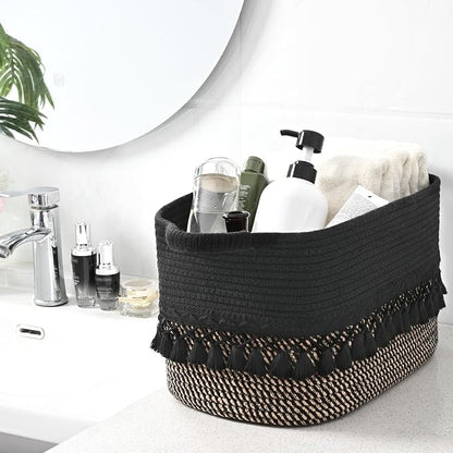 6 Pack Storage Basket for Shelves, Boho Cotton Rope Storage Bins - Image 8