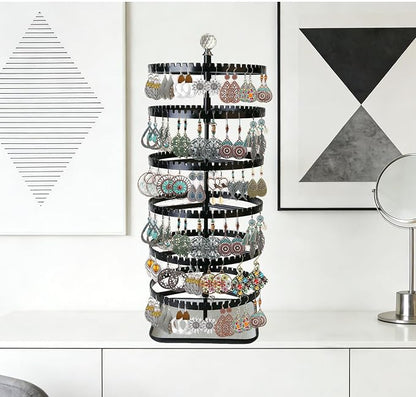 IDavosic.ly 6-layer rotating earring holder storage rack, adjustable plastic - Image 3