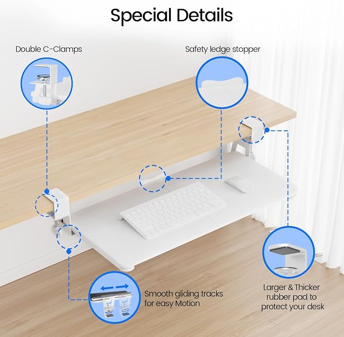 NearHub Large Keyboard Tray Under Desk Slide Out - Image 4