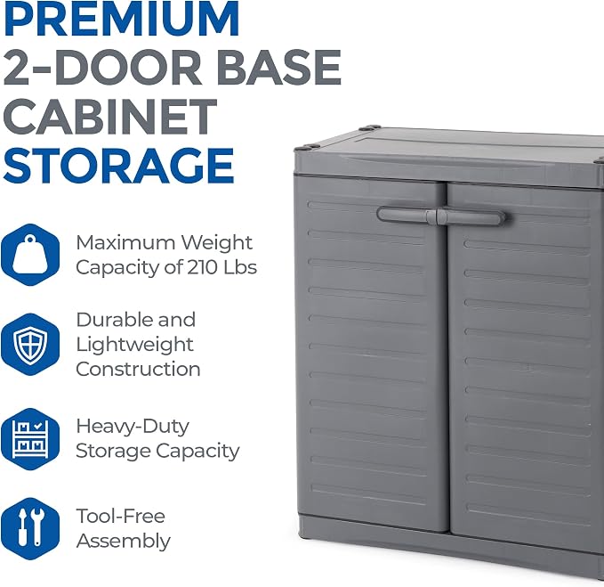 Gracious Living 2-Shelf Base Cabinet, MaxIt Lockable Utility Storage - Image 4