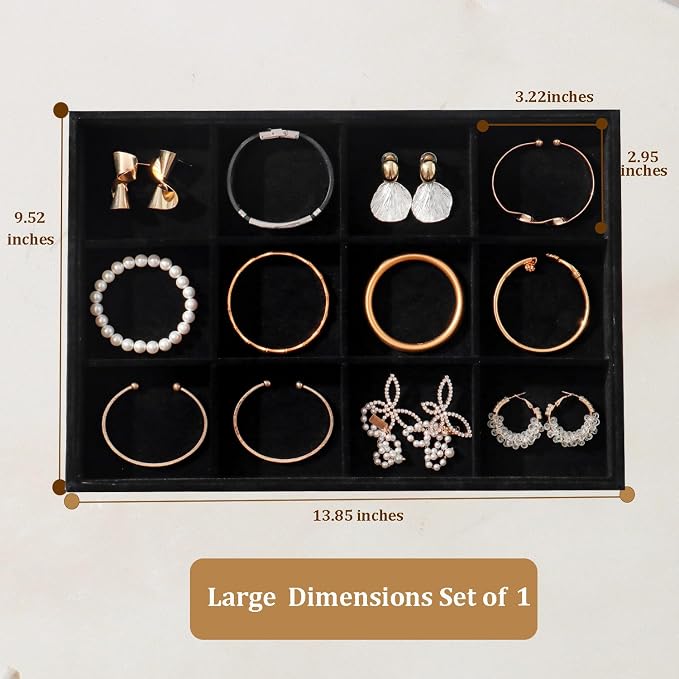 Large Jewelry Organizer for Drawer Insert Velvet Stackable Jewelry Trays for - Image 5