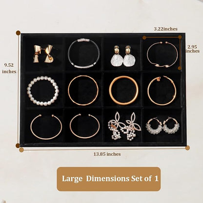 Large Jewelry Organizer for Drawer Insert Velvet Stackable Jewelry Trays for - Image 5