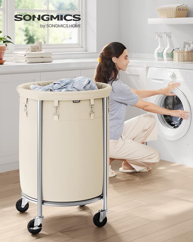 SONGMICS Laundry Basket, Rolling Steel Frame - Image 2