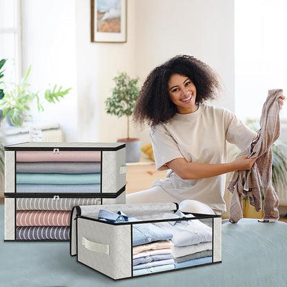 HomeHacks Storage 3-Pack Clothes Organizer Storage Bags Foldable Storage Box - Image 7