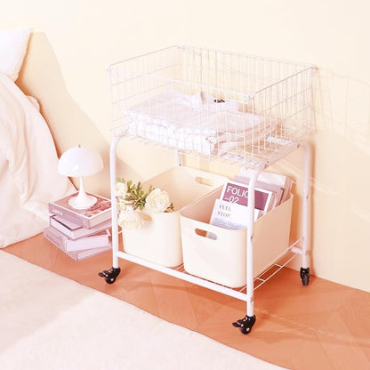 31" tall hennze one layer rolling wire laundry basket, easy moved wire laundry - Image 4