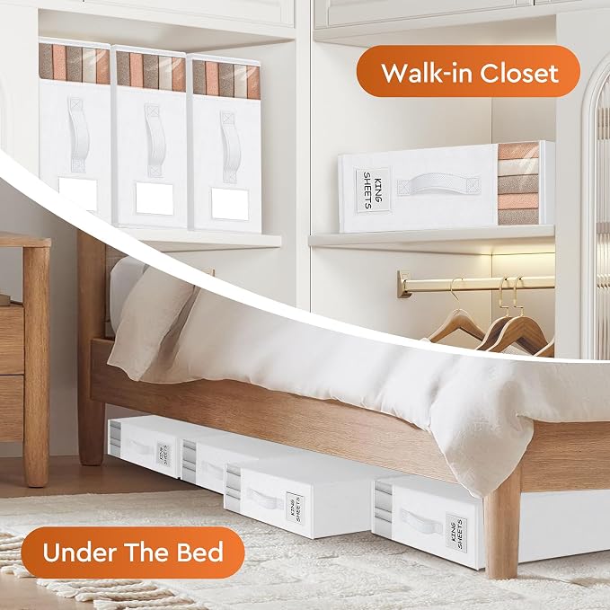 StorageTastic 6 Pack Bed Sheet Closet Organizers and Storage, Sturdy Foldable - Image 6