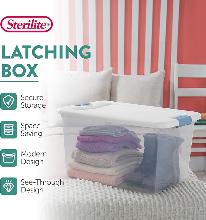 Sterilite 4-Pack 64 Quart Latching Box, Dorm Room, and Closet Organization - Image 3