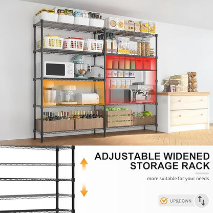 Black 5-Tier Double Row Adjustable Display Rack – Heavy Duty Iron Shelving Unit - Image 4