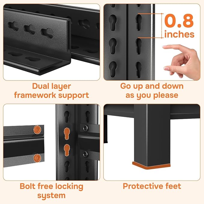 2Pack 78''H*46W'' Garage Shelving Units Adjustable Heavy Duty 5-Tier Garage - Image 5