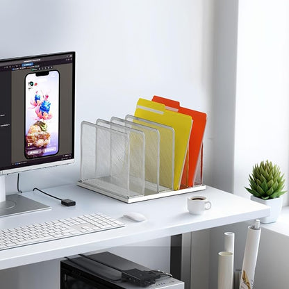 Kuntine.B Desk File Organizer Upright Mesh Desktop Organizer File Sorter Office - Image 5