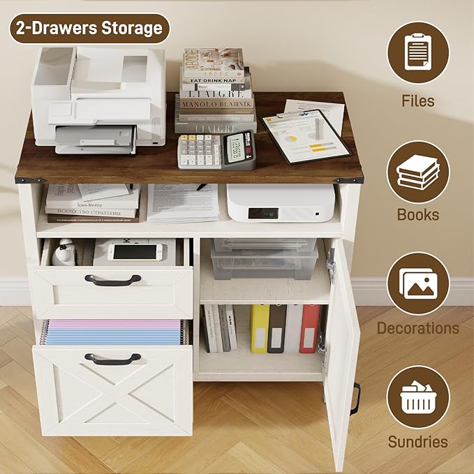 Halitaa 2 Drawers Farmhouse File Cabinet - Image 4