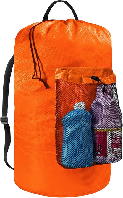 Laundry Bag with Shoulder Straps and Mesh Pocket Laundry Backpack Large by CATOTEL