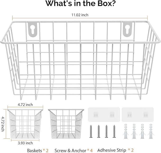 MaraFansie Hanging Kitchen Baskets Wire Storage Basket Adhesive and Screws - Image 9