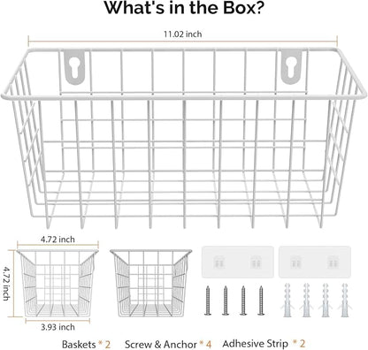 MaraFansie Hanging Wire Baskets Kitchen Storage Basket Adhesive and Screws - Image 7