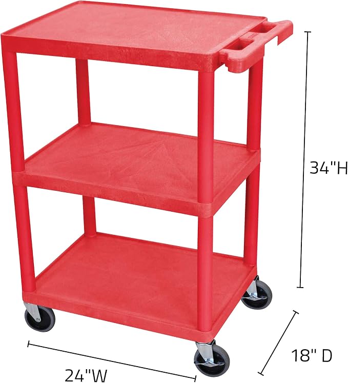 Luxor Multipurpose Storage Utility Cart 3 Shelves Structural Foam Plastic - Image 3