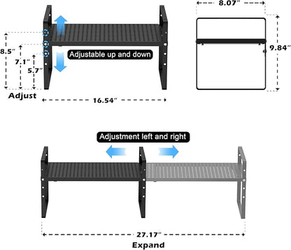 Expandable Counter Shelf, Adjustable Height Spice Rack Metal Mesh Board Shelf - Image 3