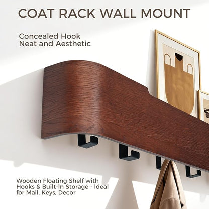 Wall Coat Rack Floating Shelves Modern Coat Rack Wall Mount - Image 4