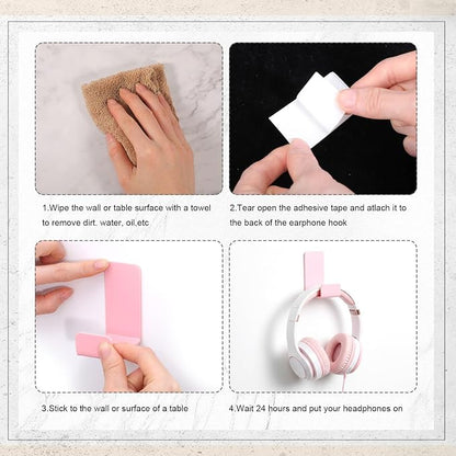 Weewooday 4 Pieces Headphone Hanger Headset Stand Holder Adhesive Wall Mount - Image 3
