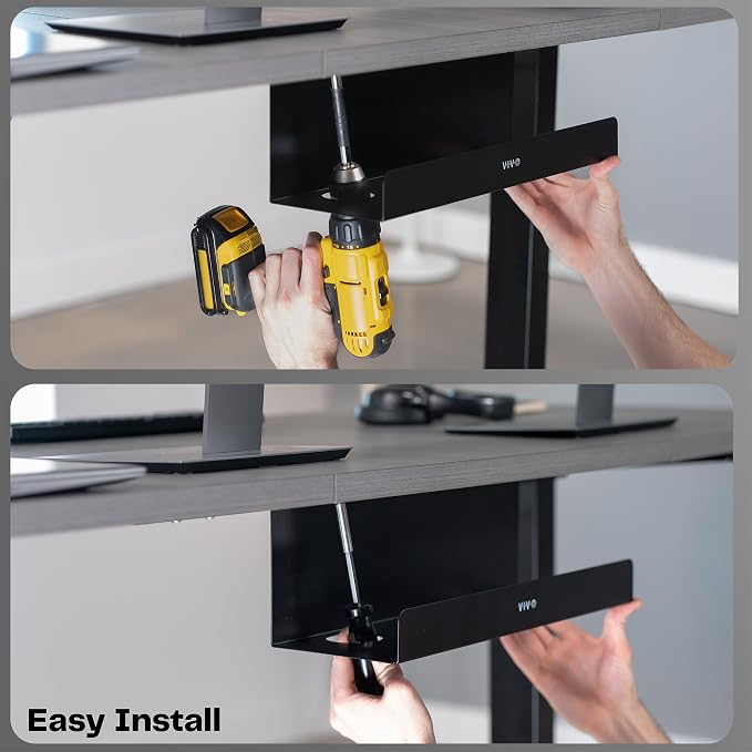 VIVO Under Desk 17 inch Extra Deep Cable Management Trays, Power Strip Holders - Image 9