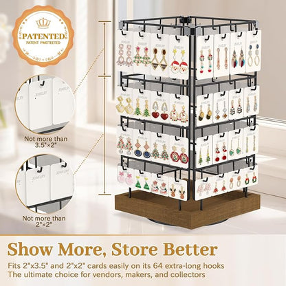 MODOWEY 360 Rotating Earring Cards Organizer Holder Stands - Image 3