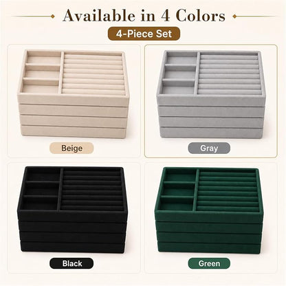 4 Pack Stackable Jewelry Organizer Tray Set - Image 7