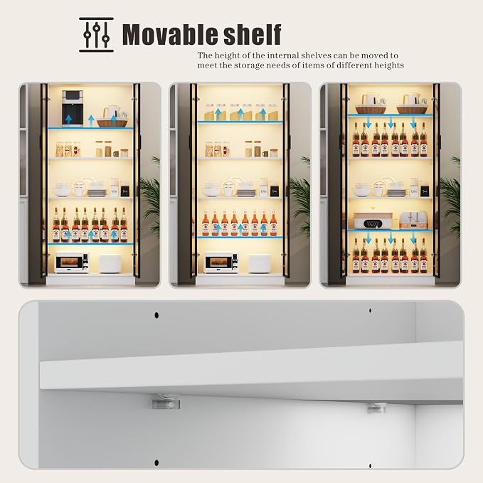 Display Cabinet with Doors and Adjustable Shelves, 5 Tier Display Case - Image 4