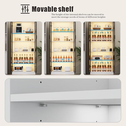 Display Cabinet with Doors and Adjustable Shelves, 5 Tier Display Case - Image 4