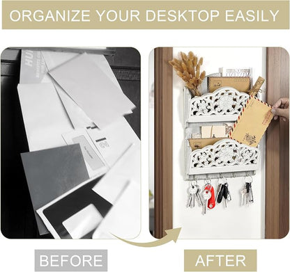 Key and Mail Holder for Wall, 2-Slot Mail Organizer Wall Mount - Image 4