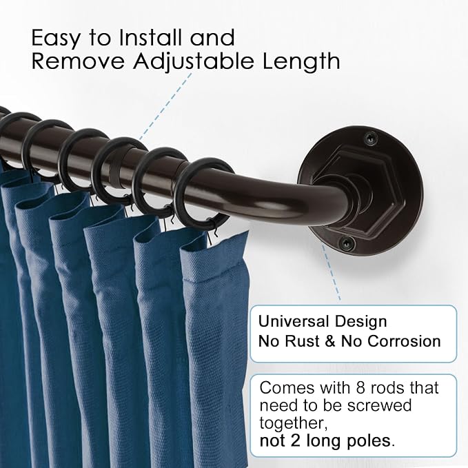 Byondeth Curtain Rods for Windows 16 to 120 Inches Adjustable Blackout Wrap - Image 2