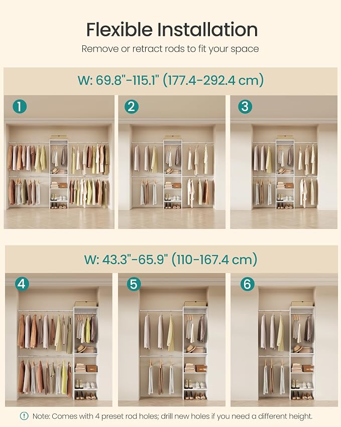SONGMICS Closet System, Customizable Walk-In Closet Organizer System - Image 5