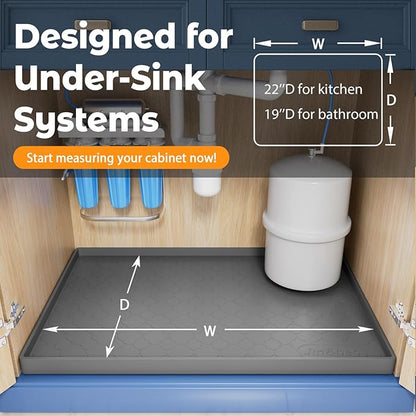 Jin&Bao Waterproof Under Sink Mat 31" x 19", Thick Silicone Mat Cabinet - Image 6