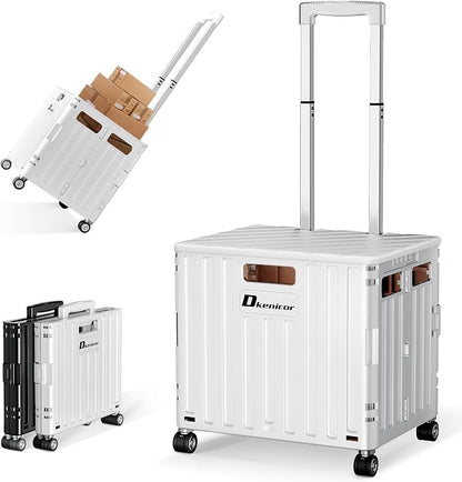 Folding Utility Cart, Portable Rolling Crate Handcart Collapsible Shopping by Dkenicor