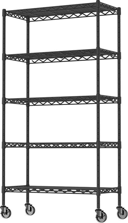 5-Shelf Adjustable Heavy Duty Storage Shelving Unit on 4 Wheel Casters by SoyweyDirect