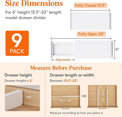Lifewit 6" Tall Upgrade Drawer Dividers, Adjustable Deep Drawer Organizer | - Image 2