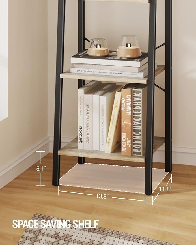 Hzuaneri Ladder Shelf, Freestanding Corner Storage Shelf | Bookcase - Image 5