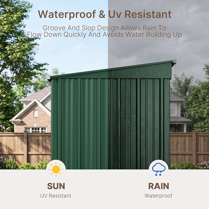 Gizoon 8' x 6' Outdoor Storage Shed, Lockable Doors and Ventilation - Image 7