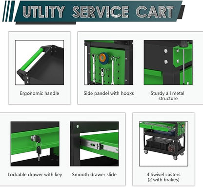 3 Tier Rolling Tool Cart on Wheels - Image 4