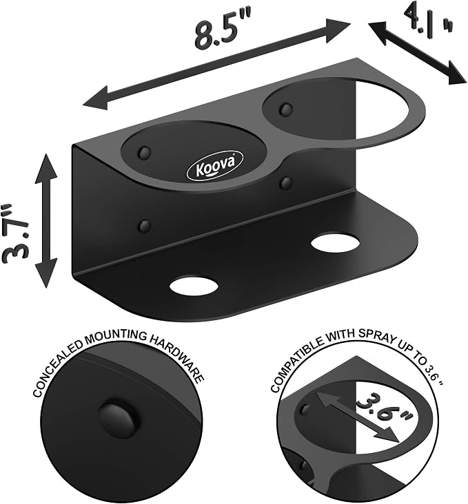 Koova 2 All-Purpose Spray Bottle Holder | Easy Install Wall Mount Hardware - Image 4