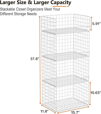 Yociyoga 4 Tier Stackable Closet Organizers and Storage Shelves, Foldable - Image 3