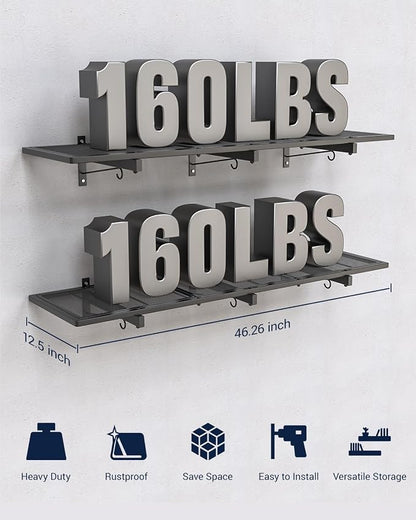 2 Pack Garage Wall Shelving, 46 x 12.5 in Heavy Duty Garage Shelves Wall Mounted - Image 2