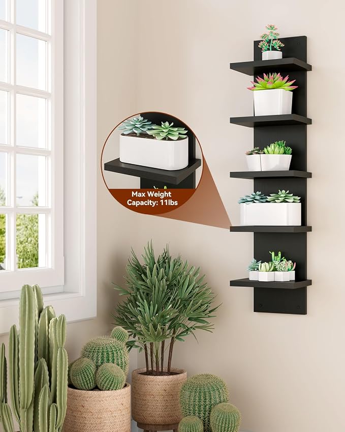 IBUYKE 5 Tier Wall Shelf Unit, Vertical Shelving - Image 7