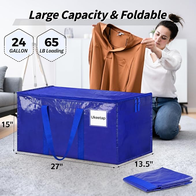 8 Pack Extra Large Heavy Duty Moving Bags, Reinforced Handles & Heavy-Duty - Image 2