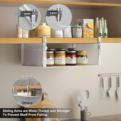AmonHouseware 2Pack Under Shelf Basket, Adjustable Hanging Holder, Slide-in - Image 4