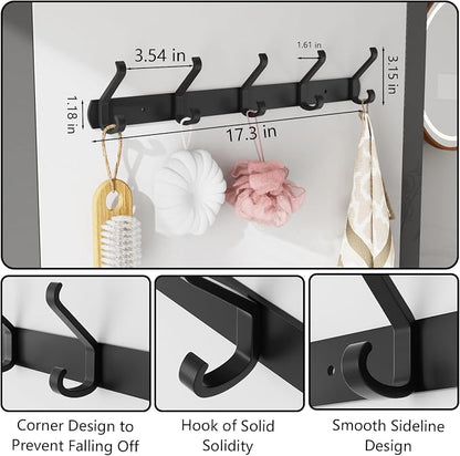 2 Pack Coat Rack Wall Mount, 17.3 in Wall Hooks - Image 2