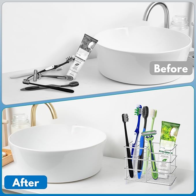 Urbanstrive 304 Stainless Steel Bathroom Toothbrush Holder Toothpaste Holder - Image 4