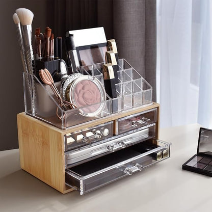 Ikee Design Bamboo Acrylic Makeup Organizer - Image 6