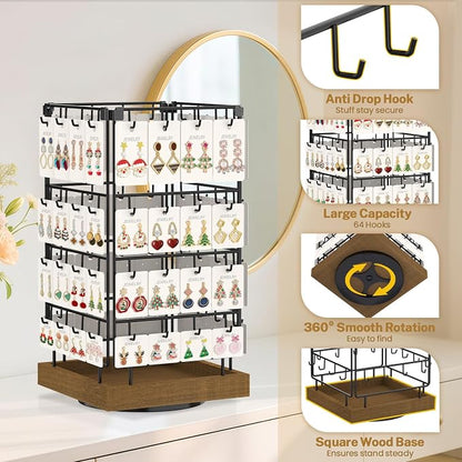 MODOWEY 360 Rotating Earring Cards Organizer Holder Stands - Image 4
